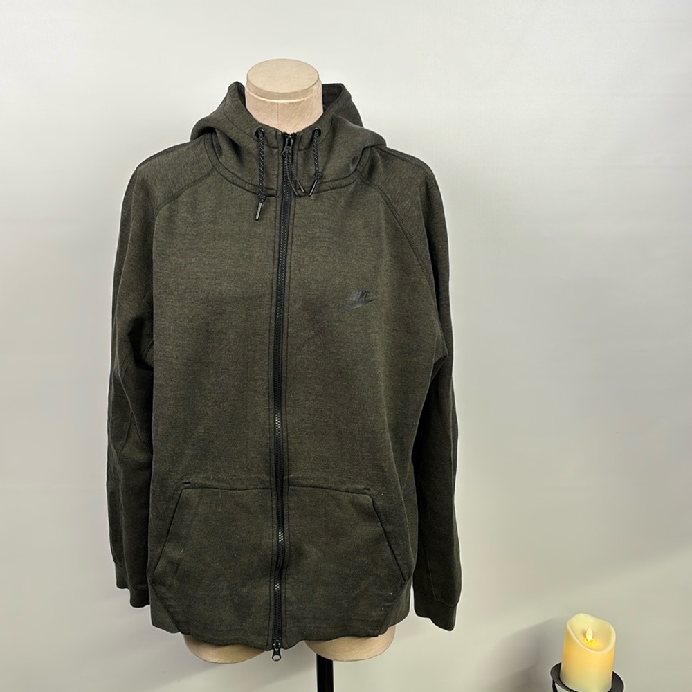 ♻️ Nike Tech Fleece Zip-Up Hoodie - Heathered Olive - Men XL - Performance Wear